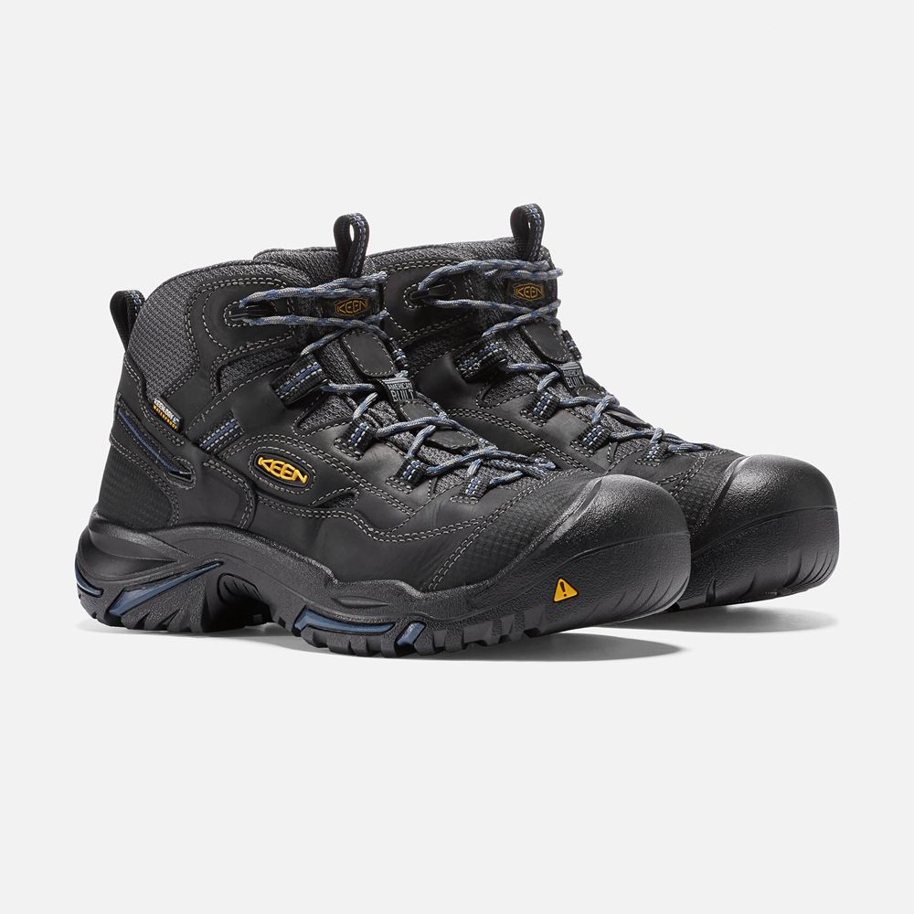 Keen Trekking Bot Erkek Siyah - Braddock Waterproof Mid (Soft Toe) - Türkiye WJBF80916